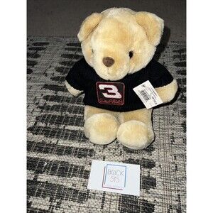 2000 Dale Earnhardt Tan Plush Bear In a #3 Black Sweater with NASCAR tags